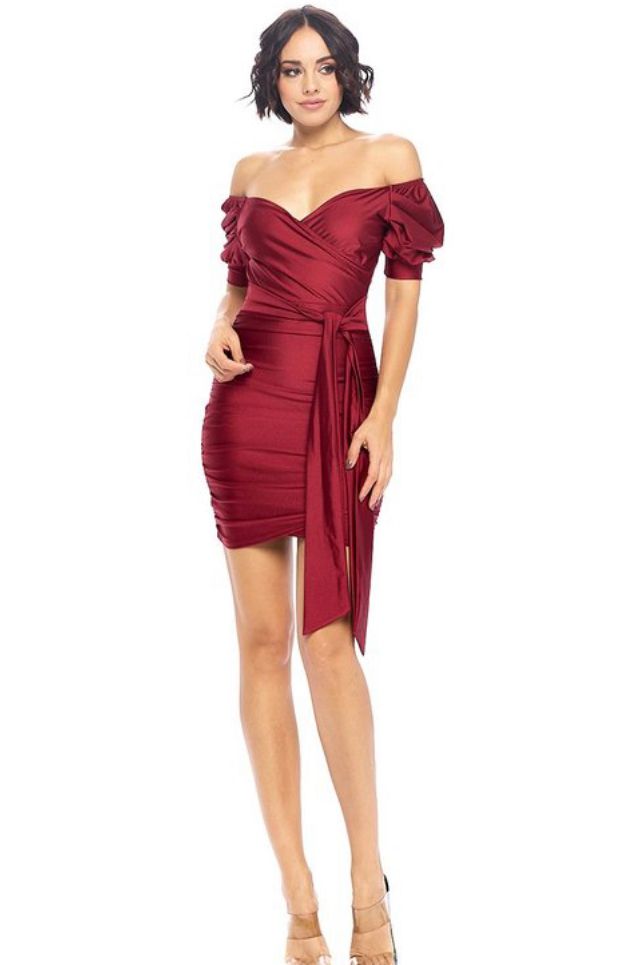 red dress latina Standing Girl Young Latina, Long-haired Brunette in Red Dress with Crossed Legs Stock Image