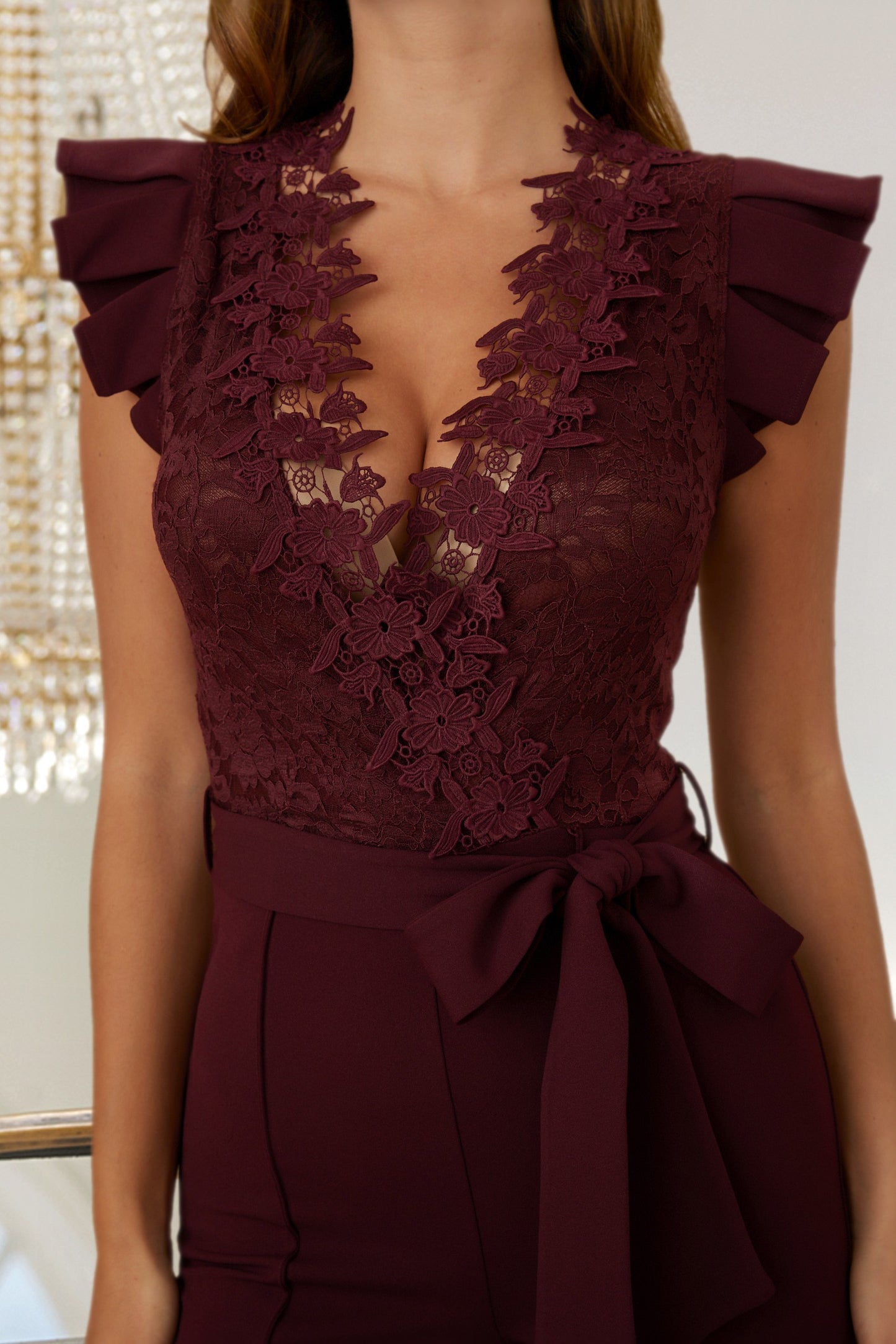 Wine Lace Jumpsuit