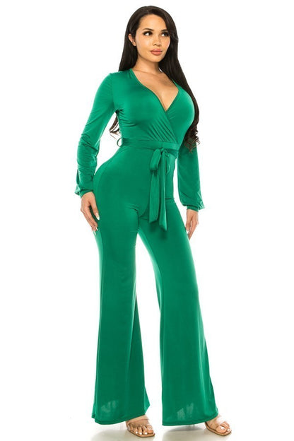 Long Sleeve Green Jumpsuit