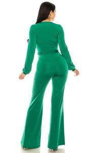Long Sleeve Green Jumpsuit